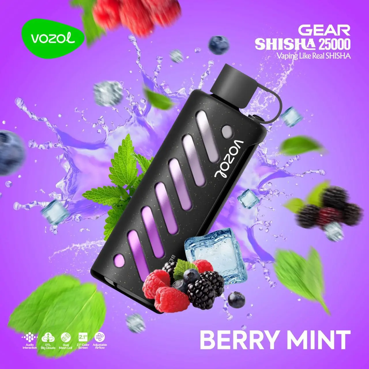 Berry-Mint.webp Vozol Gear Shisha 25000 Berry Mint - Görsel 1