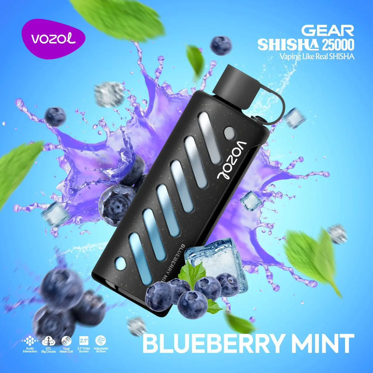 Blueberry-Mint.webp Vozol Gear Shisha 25000 Blueberry Mint - Görsel 1
