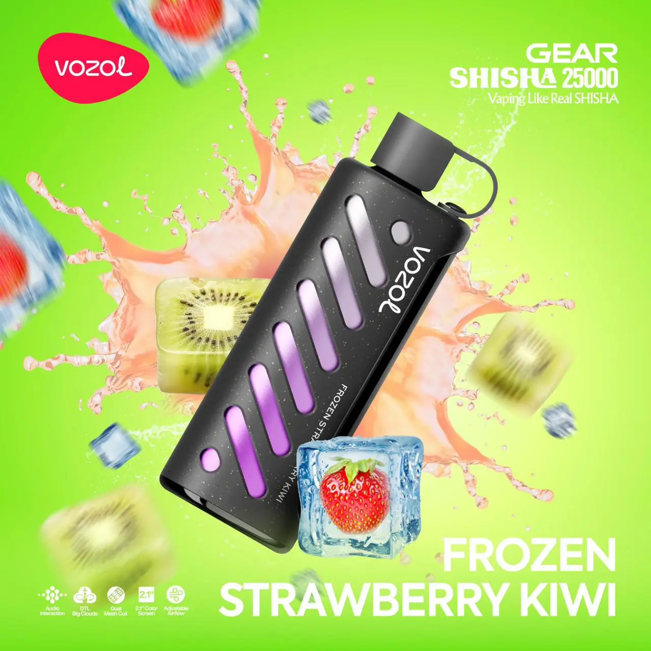 Frozen-Strawberry-Kiwi.webp Vozol Gear Shisha 25000 Frozen Strawberry Kiwi - Görsel 1