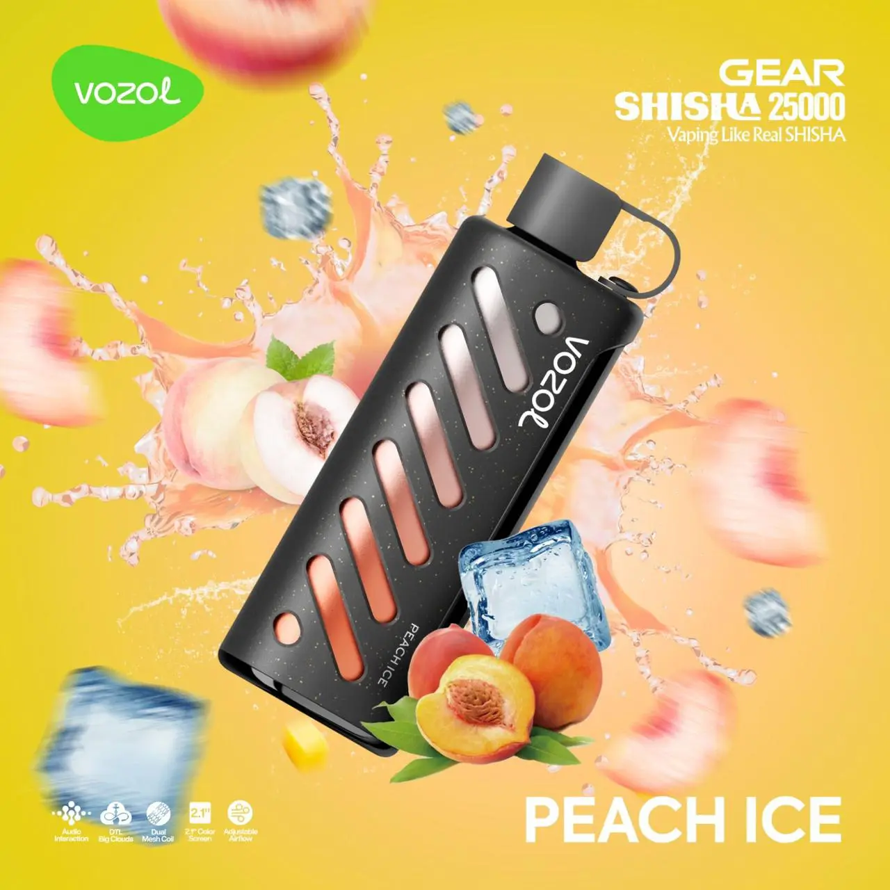 Peach-Ice.webp Vozol Gear Shisha 25000 Watermelon Mint - Görsel 1