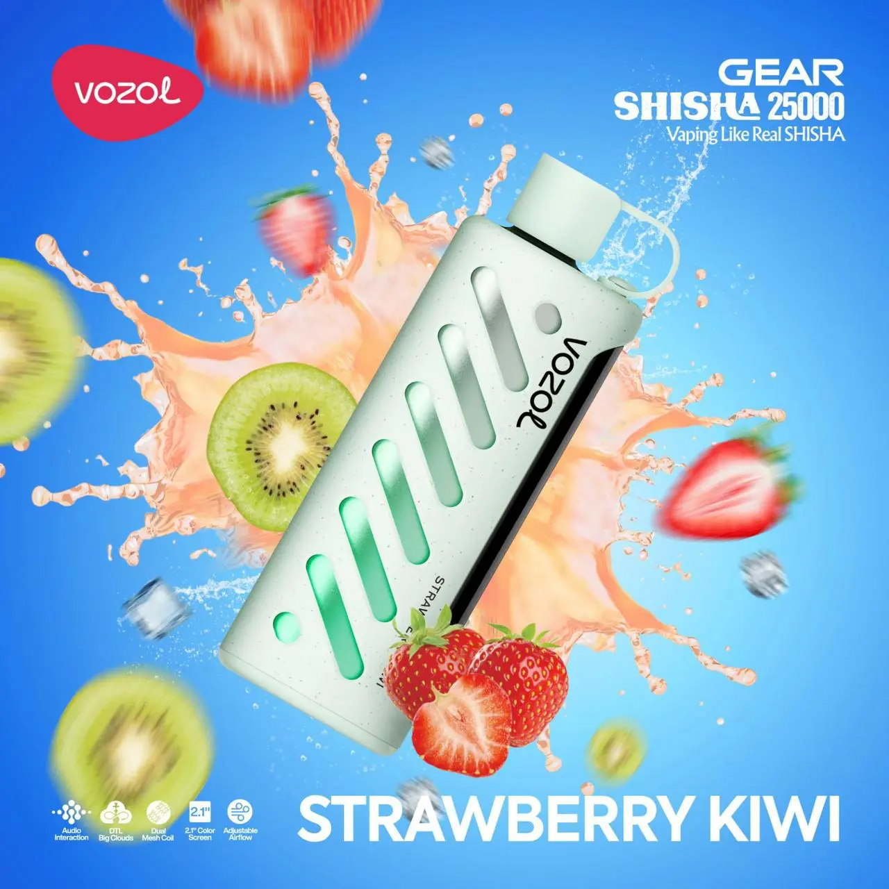 Strawberry-Kiwi.webp Vozol Gear Shisha 25000 Strawberry Kiwi - Görsel 1