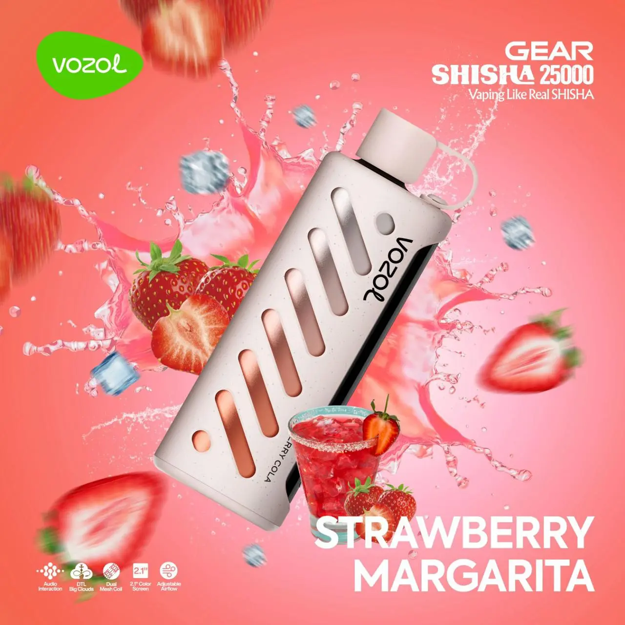 Strawberry-Margarita.webp Vozol Gear Shisha 25000 Strawberry Margarita - Görsel 1