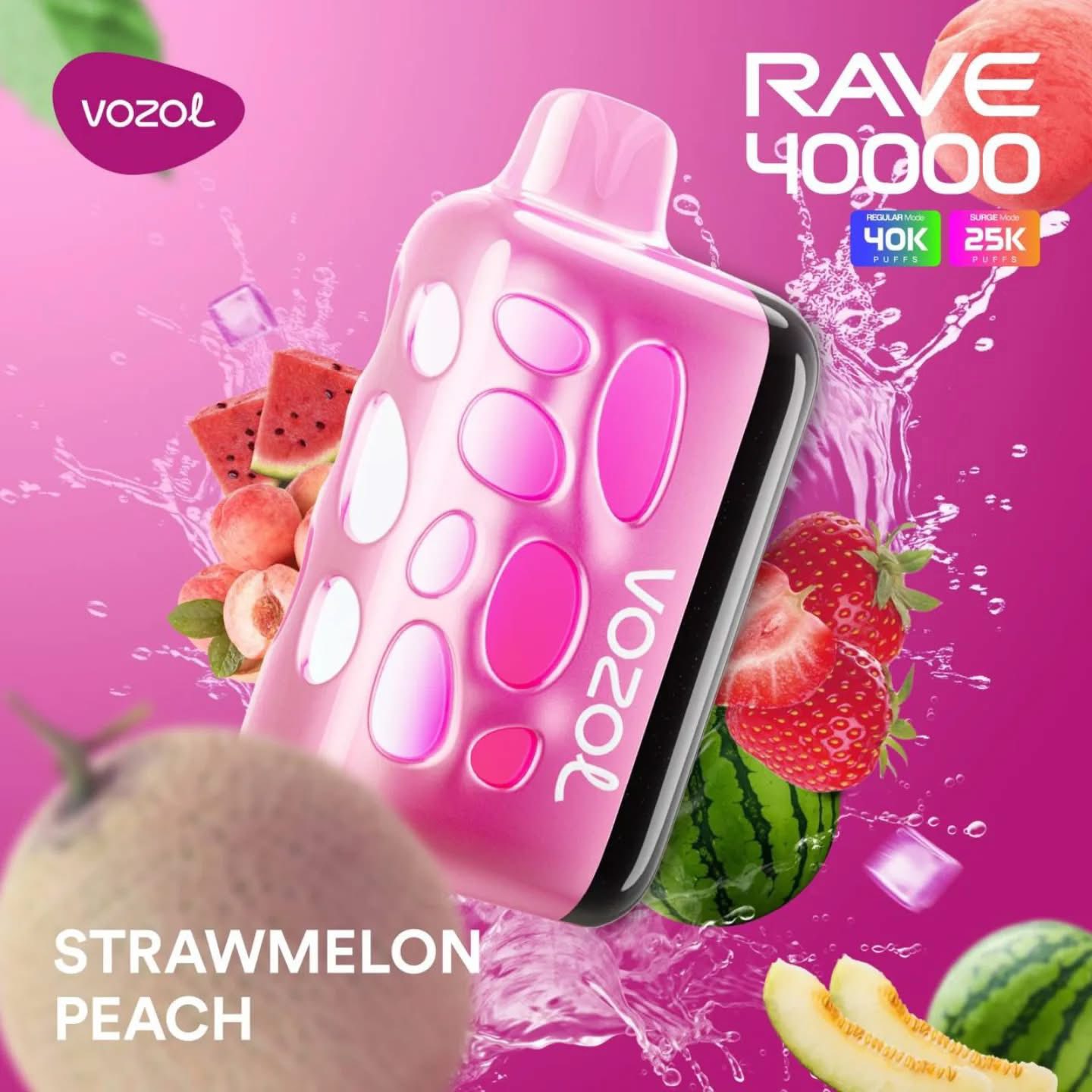 vozol-rave-40000-strawmelon-peach.jpg Vozol Rave 40000 Strawmelon Peach - Görsel 1